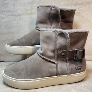 UGG Croft Luxe‎ Quilt Suede Sneaker Boots Grey Women 11 1104069